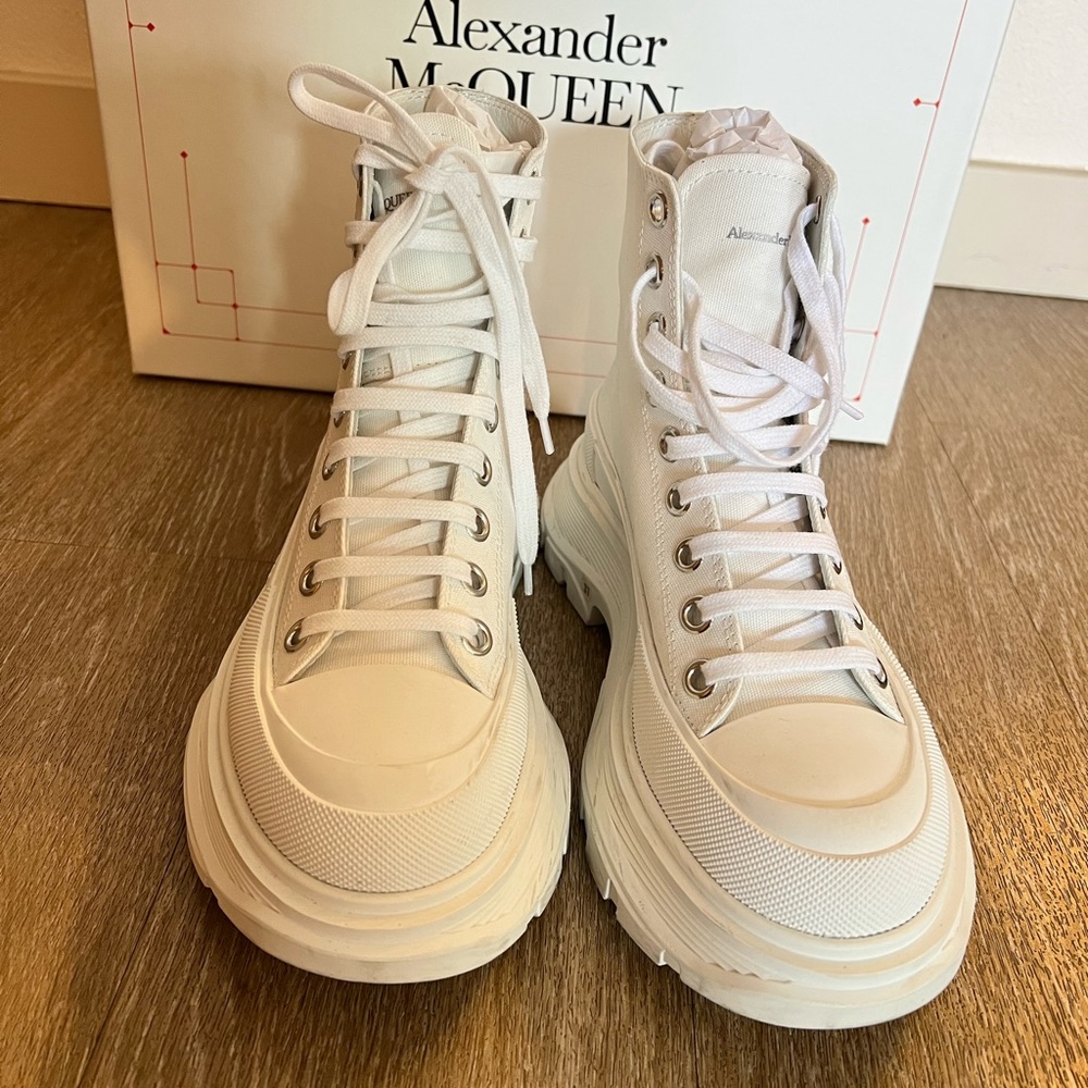 ALEXANDER MCQUEEN White Tread Slick High Sneakers AUTHENTIC